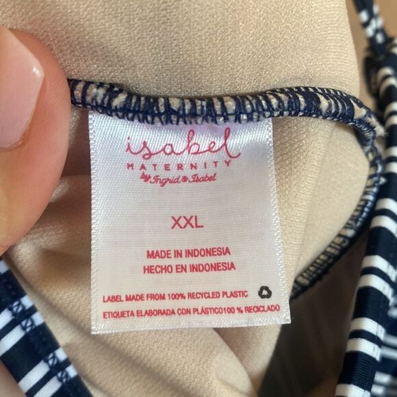 Maternity swimsuit top, navy and white striped adjustable straps. Size XXL - Picture 6 of 7